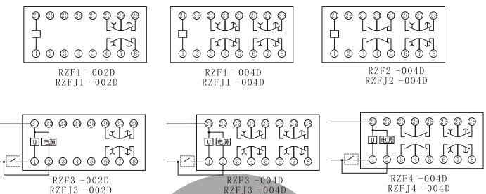 RZF-D内部接线图（正视图）