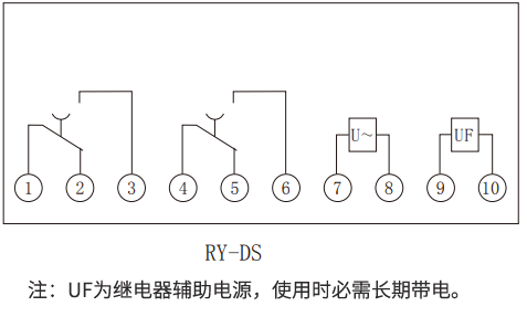 RY-DS系列定时限电压继电器内部接线图