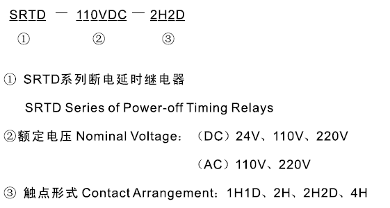 SRTD-110VAC-2H型号及其含义