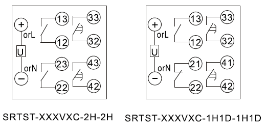 SRTST-24VDC-1H1D-1H1D-B内部接线图